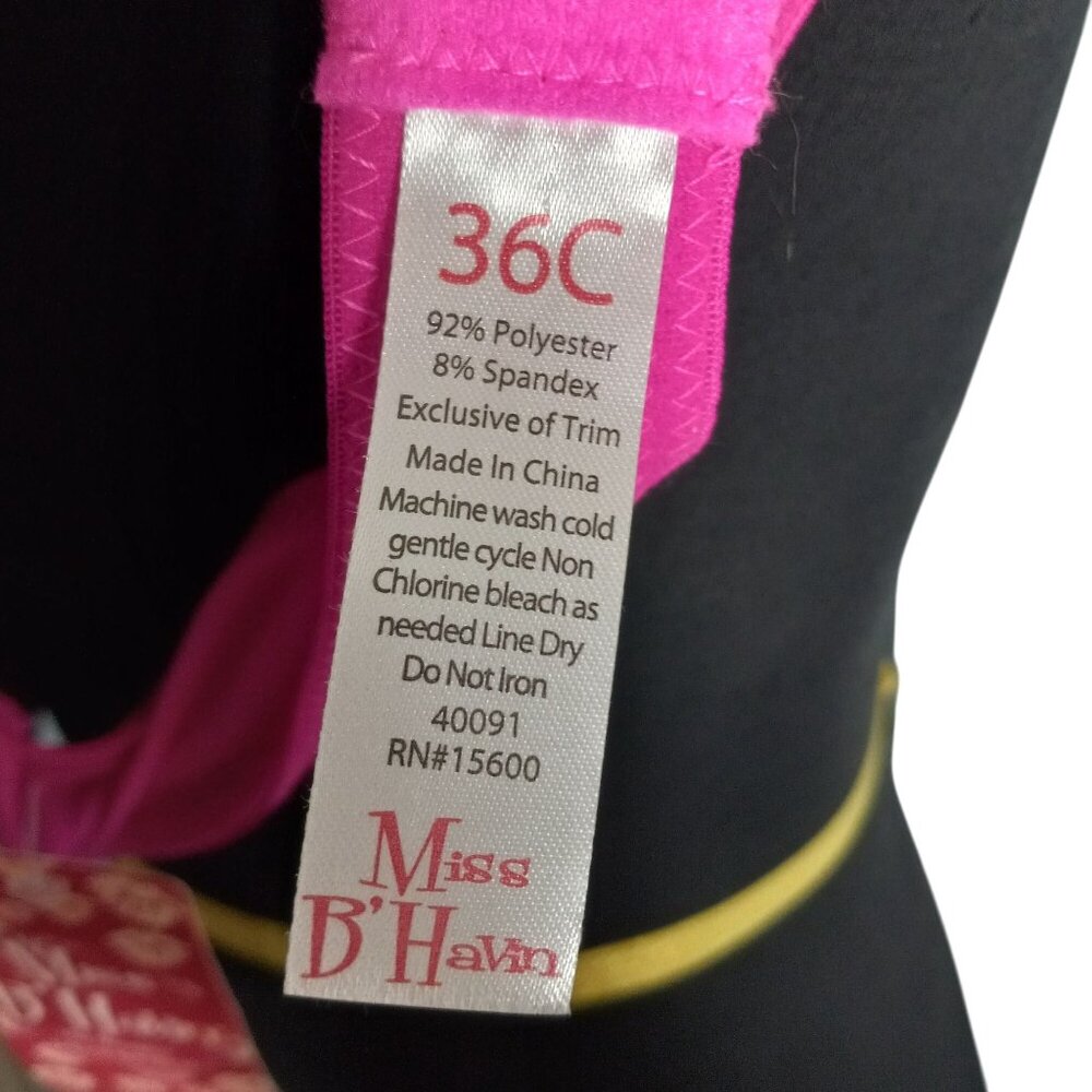 Miss BHavin 36C Bra Hot Pink Padded Push Up Adjustable Straps Back Closure NEW - Picture 6 of 6